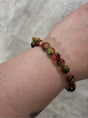Bracelet with fall vibes and tiger eye gemstones, forest core, goblin core